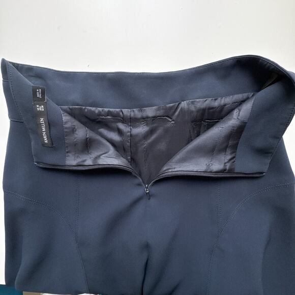 Karen Millen Navy Blue A-Line Flared Skirt US 6 | Button Waist Detail | Elegant - Picture 11 of 13